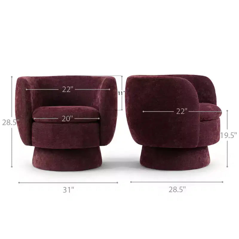 Set of 2 Modern Swivel Barrel Chair with Upholstered Fabric, 360 Rotating Accent Lounge Chair for Living Room, Bedroom-Panipeachy