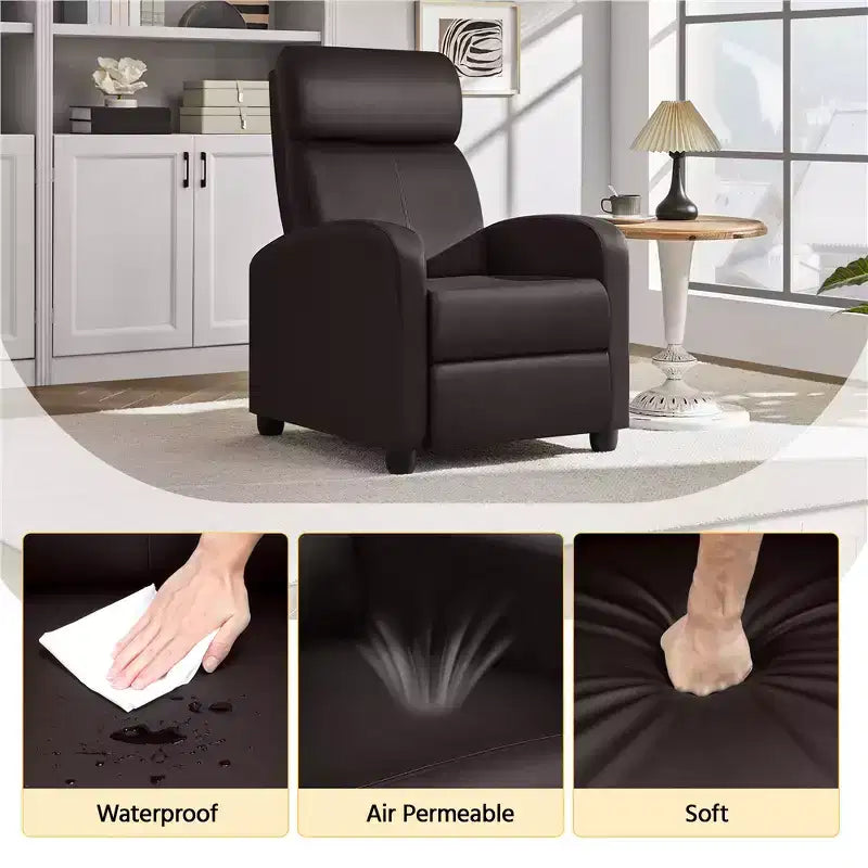 Yaheetech Set of 2 Modern PU Leather Recliner Sofas for Living Room, Bedroom