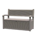 All-Weather Resin Storage Bench with Lockable Hidden Compartment - Rattan-Look Design, 500 lbs Capacity, 70-Gallon Storage