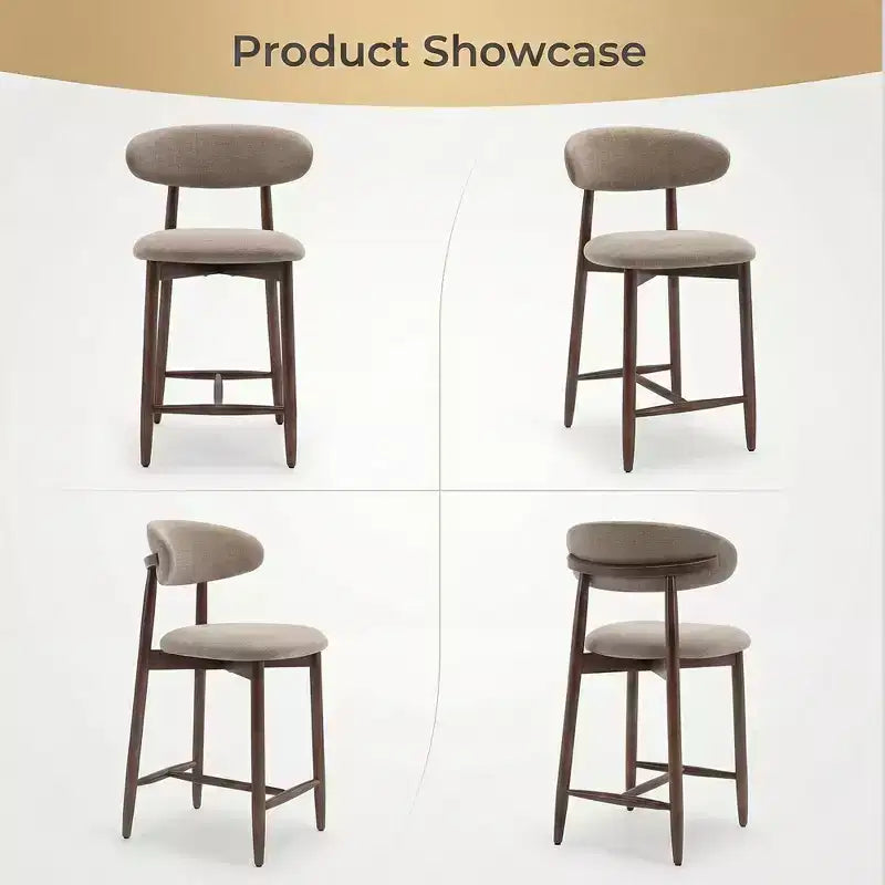 Ora Maison Set of 2/4/6 Counter Height Upholstered Bar Stool with Fabric & Walnut Finish