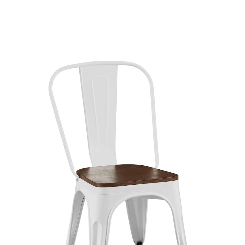 Wooden Seat Industrial Metal Stackable Dining Chair Set