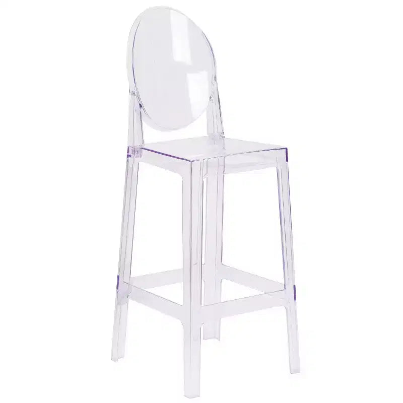 Emma and Oliver Ghost Barstool with Oval Back in Transparent Crystal