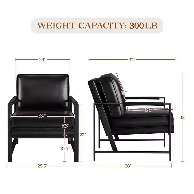 Yaheetech Set of 2 Retro Upholstered Lounge Arm Chairs with Metal Arms, Removable Seat & Back Cushion
