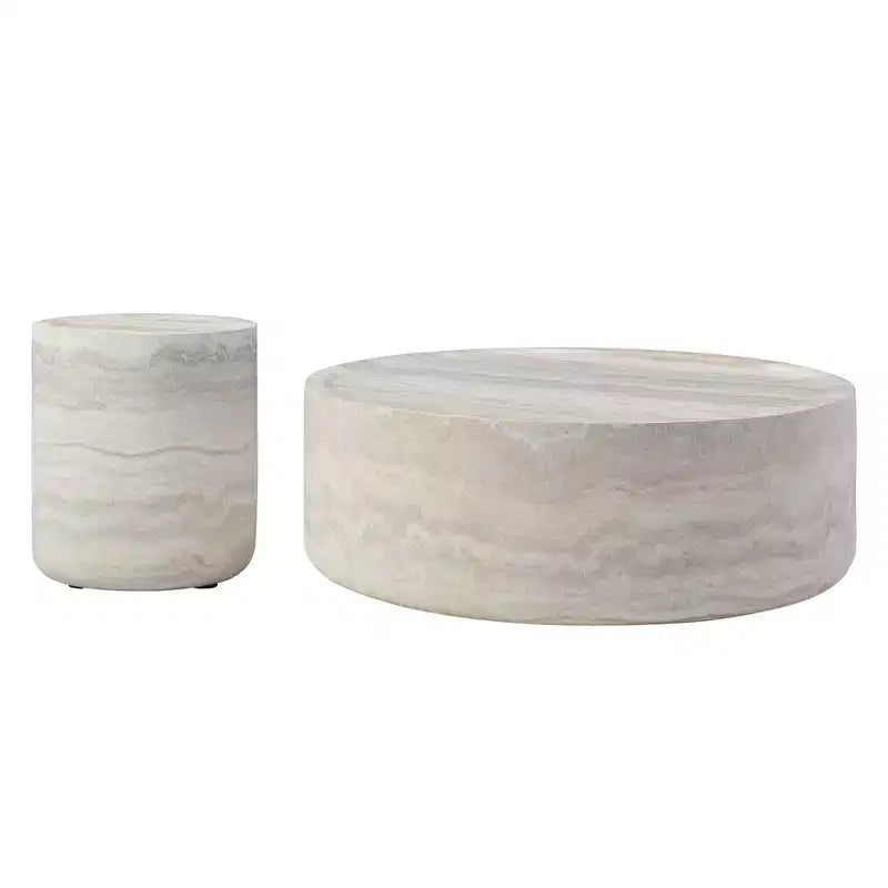 Round Coffee Table Faux MARS Pattern Cocktail Table Center Table Accent Table Sofa Side Table End Table - ModernLuxe