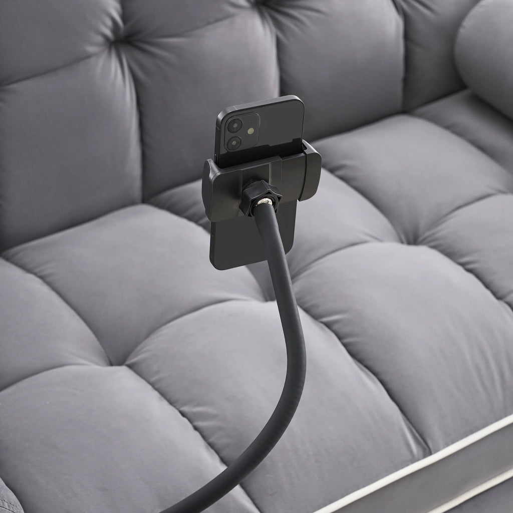Velvet Convertible 55 2-Seater Sleeper Sofa with Pull-Out Bed, Adjustable Recline, Side Pockets, and Phone Holder