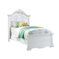 Wooden Bed with Arched Headboard in White Finish