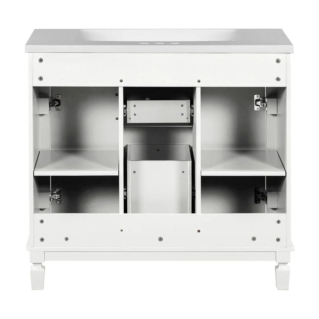 36 Modern Bathroom Vanity with Top Sink and Mirror Cabinet,2 Doors and 2 Drawers