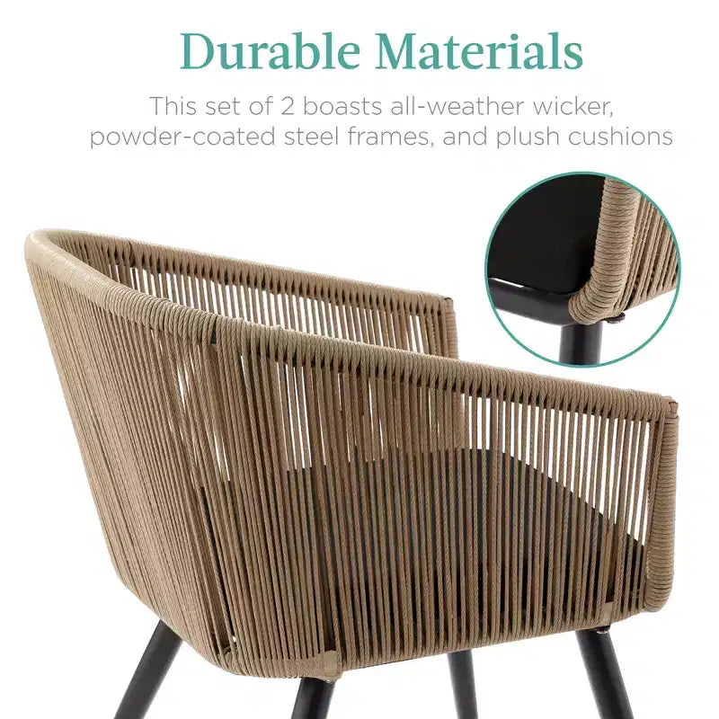 Best Choice Products Set of 2 Outdoor Patio Dining Chairs Woven Wicker Seating 250lb Capacity