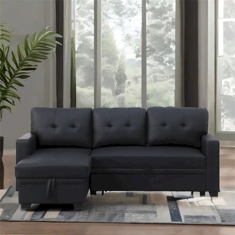 Upholstered Pull out Sectional Sofa with Chaise