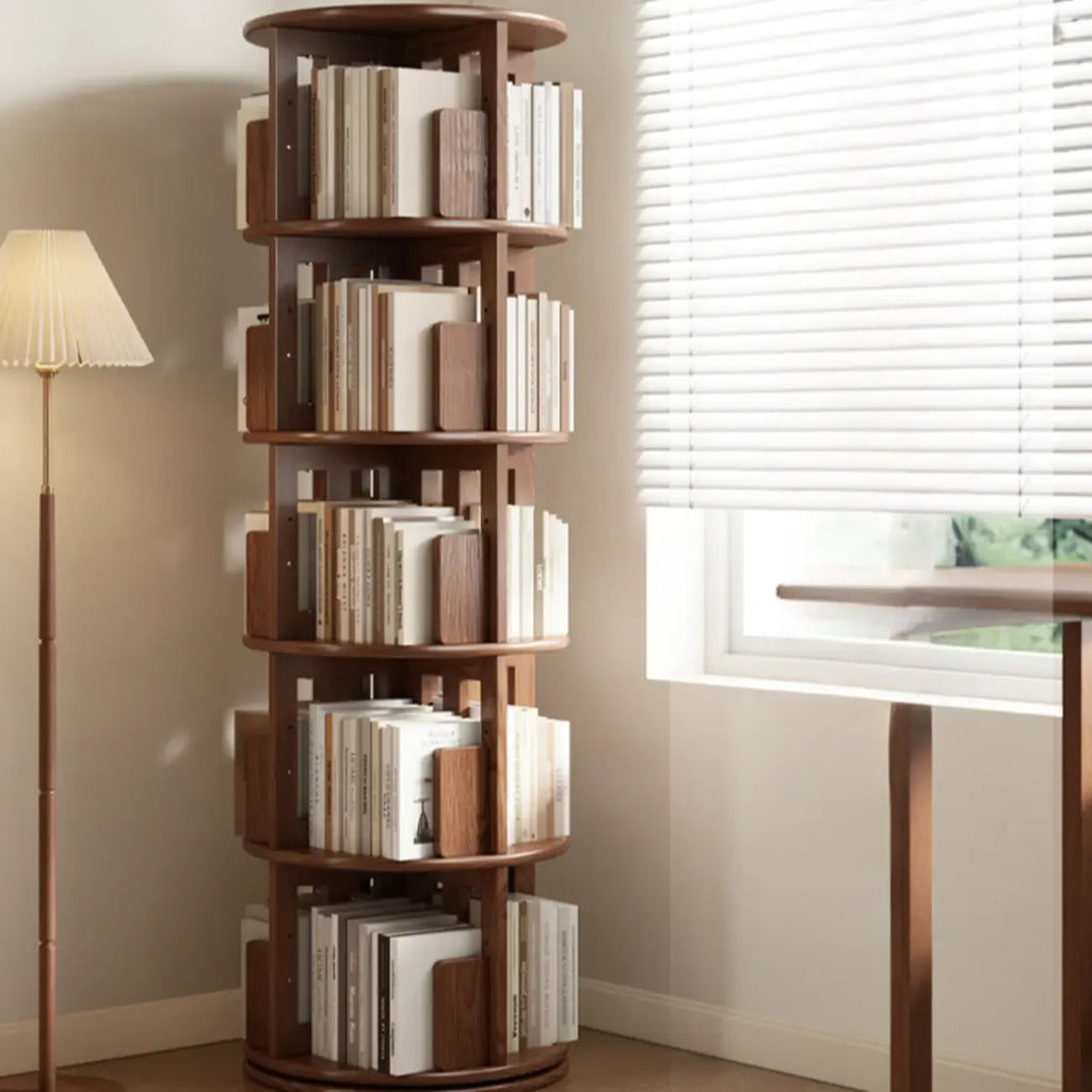 Wooden Vertical Narrow Rotating Bookcase