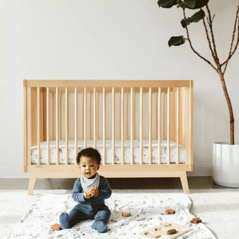 3-in-1 Convertible Crib, Solid European Beechwood, GREENGUARD Gold Certified, Made in Italy