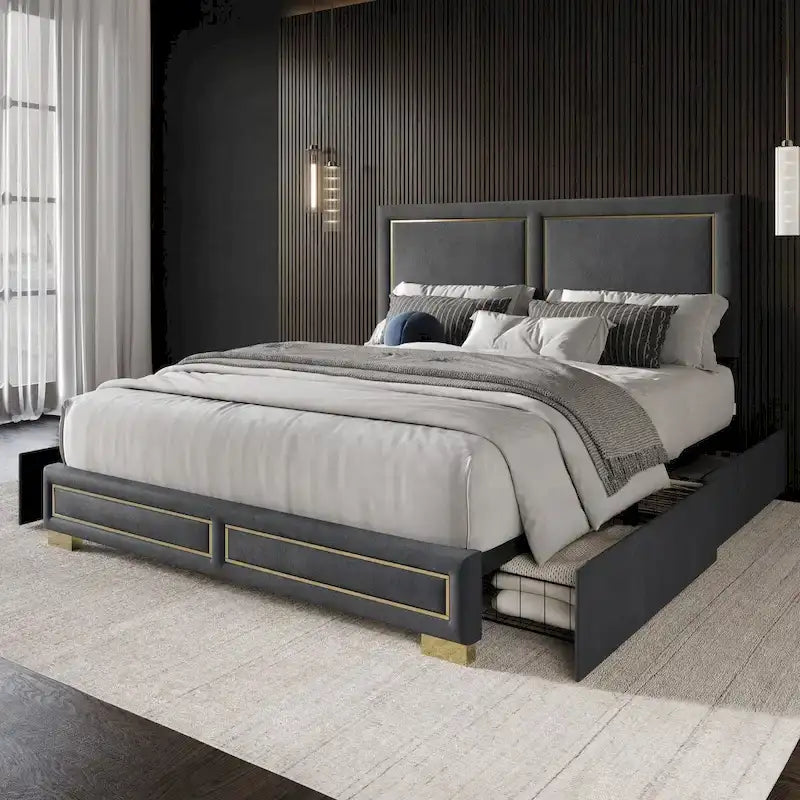 Jasper Full Upholstered Storage Platform Bed