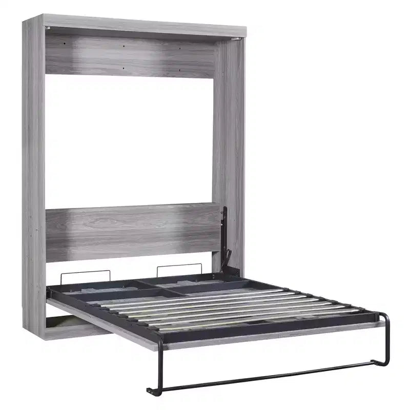 Full/Twin Size Murphy Bed Wall Bed, Wood Cabinet Bed, Gray