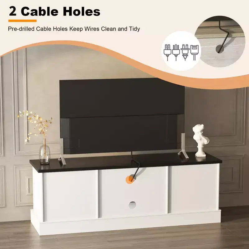 Modern TV Stand for 65-Inch TVs, Rustic Wood Entertainment Center with Spacious Storage Cabinets, Media Console Table for Living Room & Office
