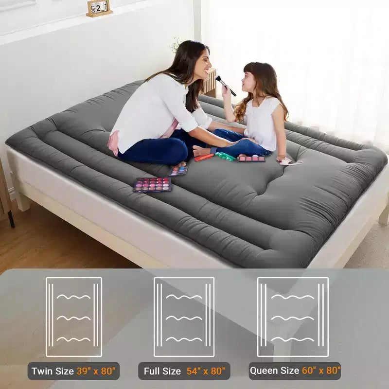 Portable Roll-Up Floor Mattress, Japanese Futon Guest Bed & Foldable Camping Sleeping Pad