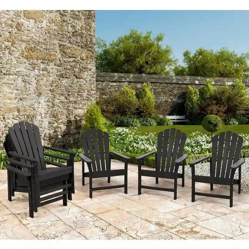 Vrakae 6 Pcs Patio HDPE All-Weather Stacking Adirondack Chair