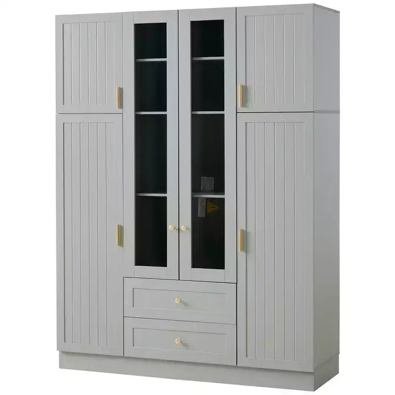 Whisen 71H Freestanding Kitchen Storage Pantry, Large Dining Storage Cabinet Cupboard Sideboards With 6 Doors, Adjustable Shelves