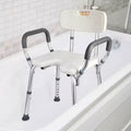 U-Shaped Shower Chair with Backrest, Adjustable Height, Shower Chair with 350 Lb Capacity for Elderly and Disabled