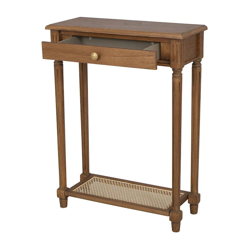 Lenora 1-drawer Solid Wood Console Accent Table with Cane Shelf by East at Main
