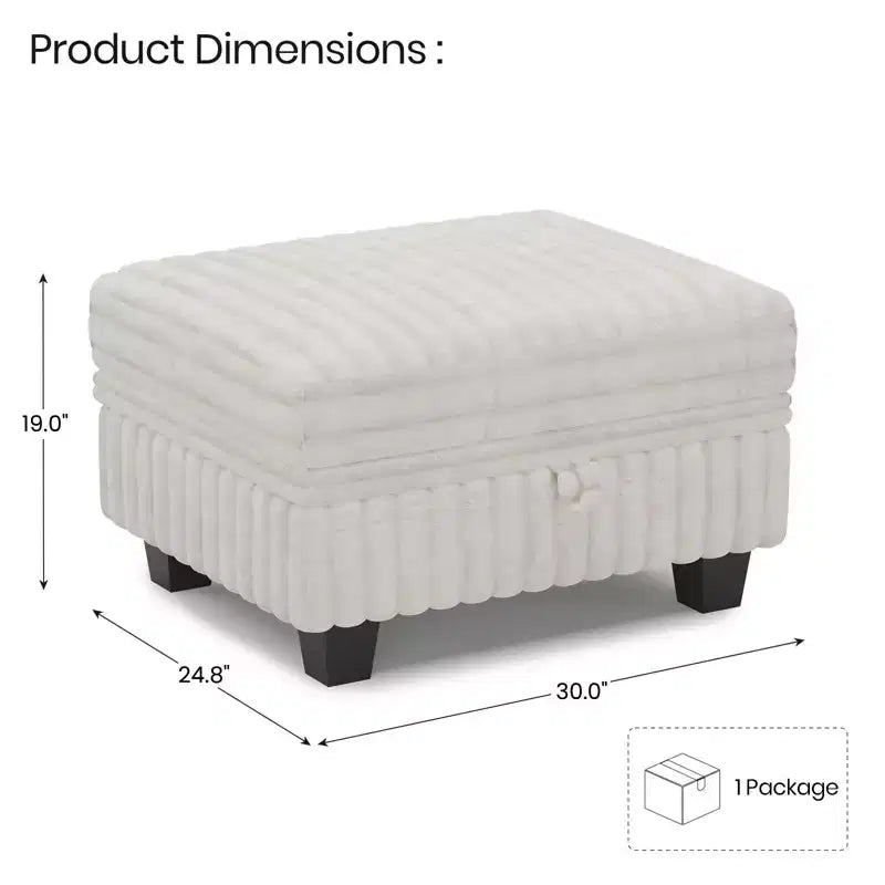 Belffin Corduroy Fabric Ottoman with Storage Ottoman for Modular Sectional Couch