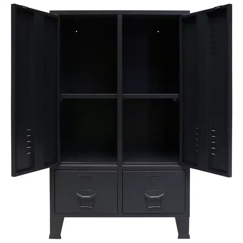 vidaXL Wardrobe Black Sheet Metal Medium Adjustable Shelves