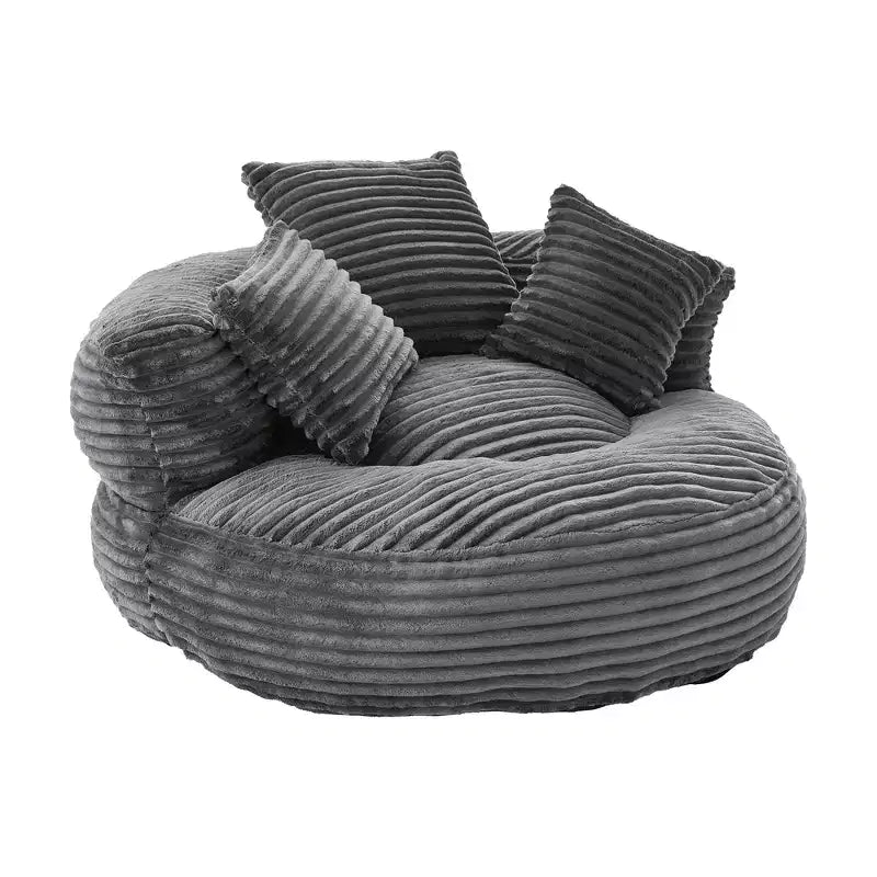 Bean Bag Sofa for Adults Kids, Oversized Corduroy Bean Bag Chair with 3 Pillows & Armrest for Living Room Bedroom - ModernLuxe