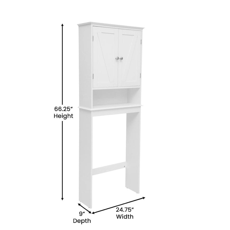 Farmhouse Over the Toilet Cabinet with Shelves and Magnetic Closure Doors